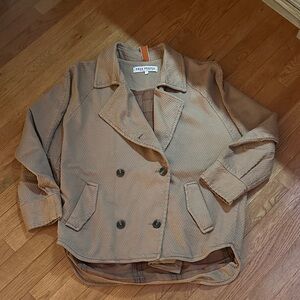 Free People Brown Double-Breasted Pea Coat